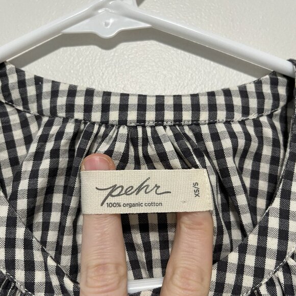 Pehr Black Gingham Women's Organic Cotton Blouse Size XS/S - Picture 4 of 9